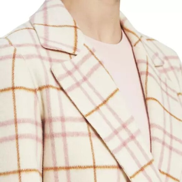 THEORY 'Clairene-Autumn Double' Wool-Blend Open-Front Plaid Jacket, Ivory Multi - Picture 3 of 3